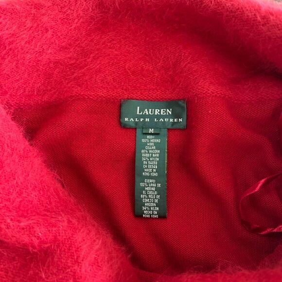 NWT VTG Lauren Ralph Lauren Red Merino Wool Off Shoulder Knit Gown Angora Medium - Picture 3 of 13